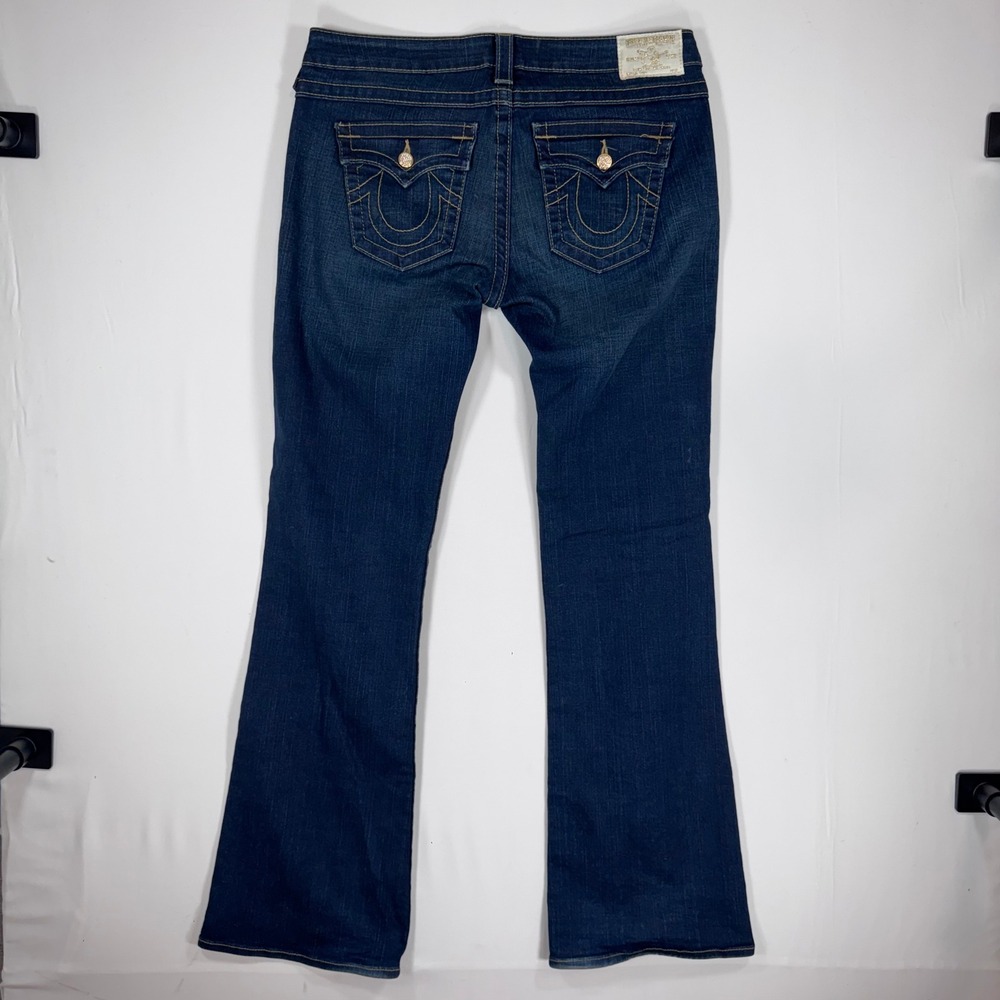 True Religion Bootcut Jeans Womens 32 Flap Pocket Rhinestone Button Y2K Vtg USA - Picture 9 of 16